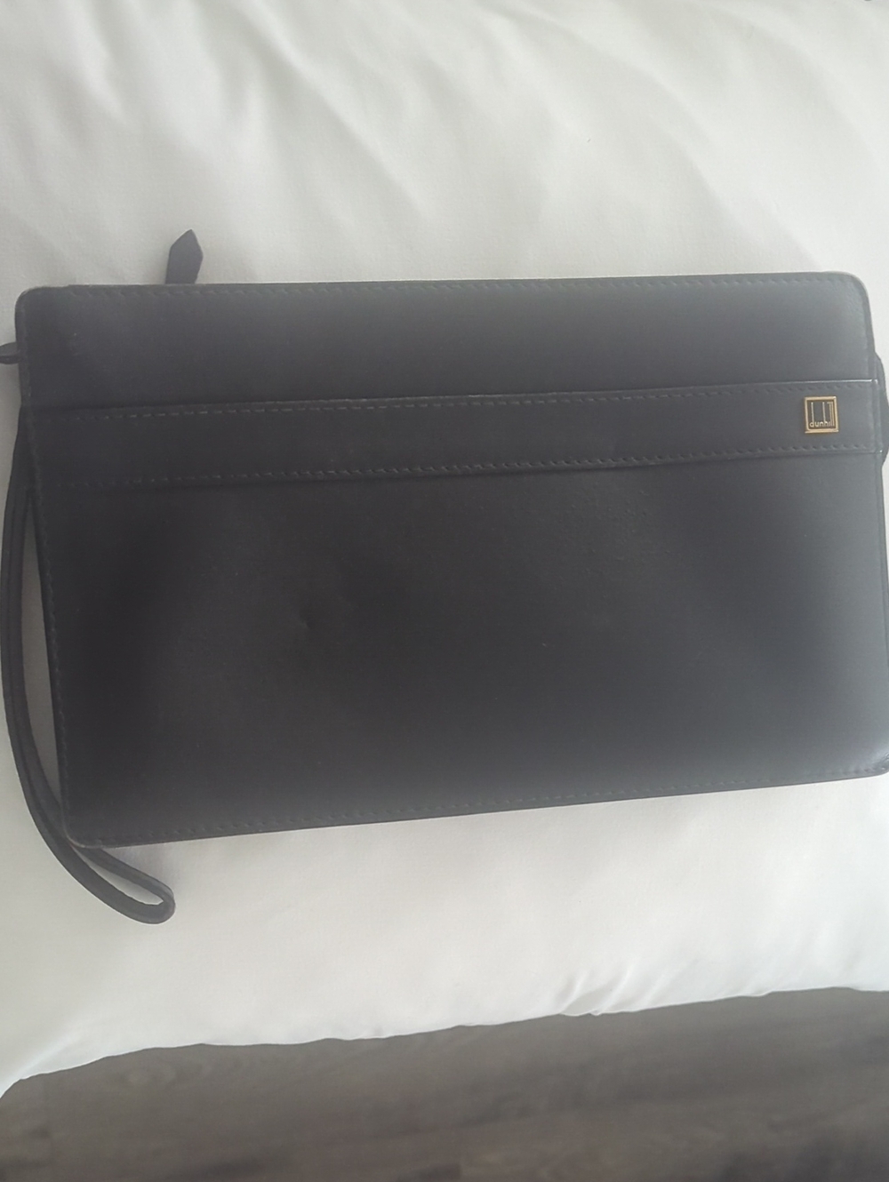 Dunhill Black Leather Wristlet Clutch